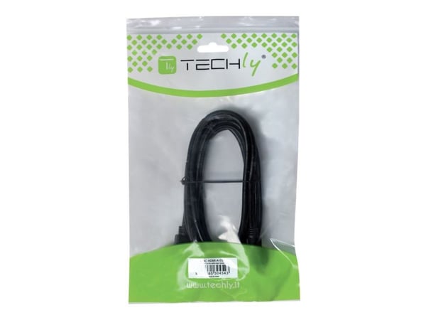 TECHly - High Speed - HDMI-forlengelseskabel med Ethernet - HDMI hann til HDMI hunn - 1.8 m - dobbeltisolert - svart - 4K-støtte