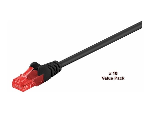 MicroConnect Value Pack - Nettverkskabel - RJ-45 (hann) til RJ-45 (hann) - 7 m - 6 mm - UTP - CAT 6 - rund, flertrådet - svart (en pakke 10)