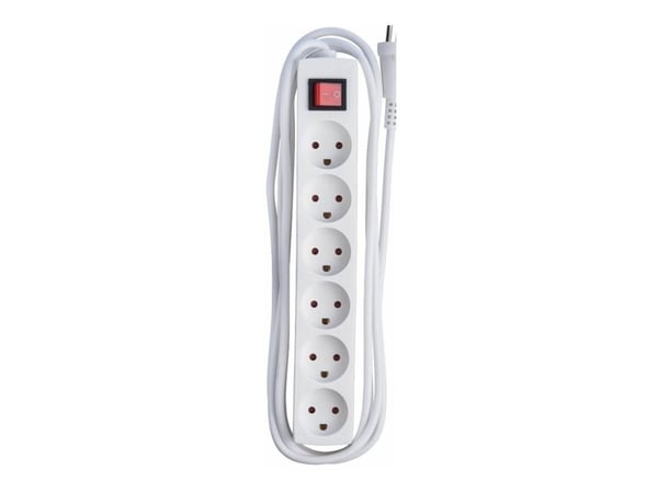 Microconnect MC-GRU0630DK, 3 m, Sisätila, Tyyppi K, Tyyppi K, Valkoinen, 6 AC-pistorasia(a)