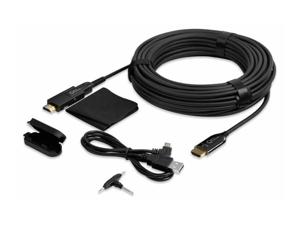 MicroConnect Premium - HDMI-kabel med Ethernet - HDMI hann til 19 pin micro HDMI Type D hann - 70 m - hybridkobber / fiberoptikk - svart - 4 K 60 H...