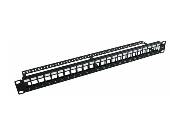 MicroConnect - Koblingspanel - svart - 1U - 19" - 24 porter