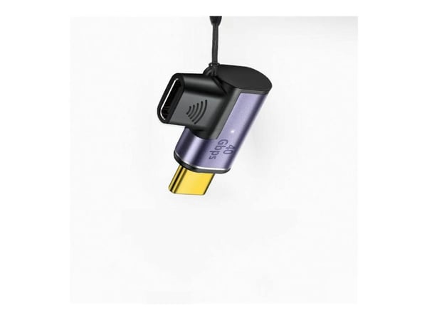 MicroConnect - USB-adapter - USB-C (hann) magnetisk til USB-C (hunn) vinklet - USB4 Gen2x2 - svart, sølv