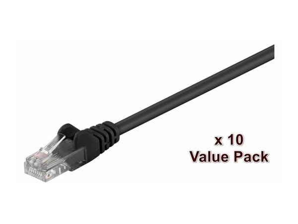 MicroConnect - Verkkokaapeli - RJ-45 (uros) - RJ-45 (uros) - 3 m - UTP - CAT 5e - säikeistetty - musta (10 kpl pakkaus)