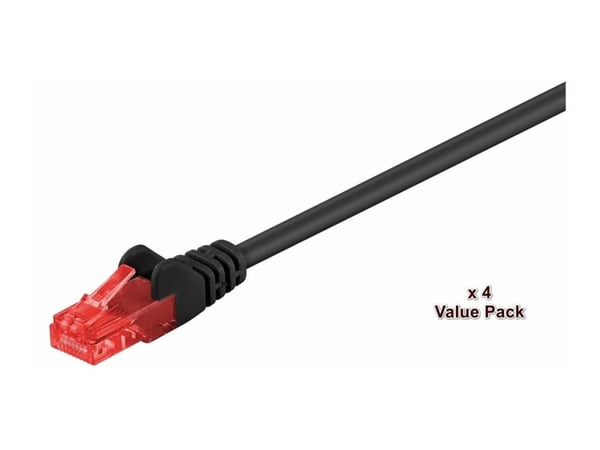 MicroConnect - Nettverkskabel - RJ-45 (hann) til RJ-45 (hann) - 20 m - UTP - CAT 6 - flertrådet - svart (en pakke 4)