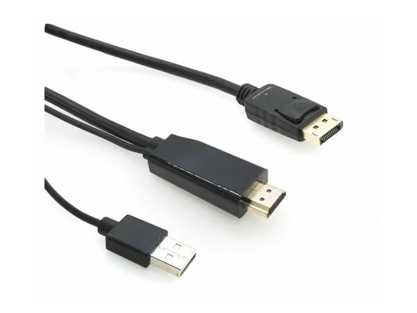 MicroConnect - Adapterkabel - DisplayPort hann til HDMI, USB (kun strøm) hann - 3 m - svart - 4 K 30 Hz (3840 x 2160) støtte