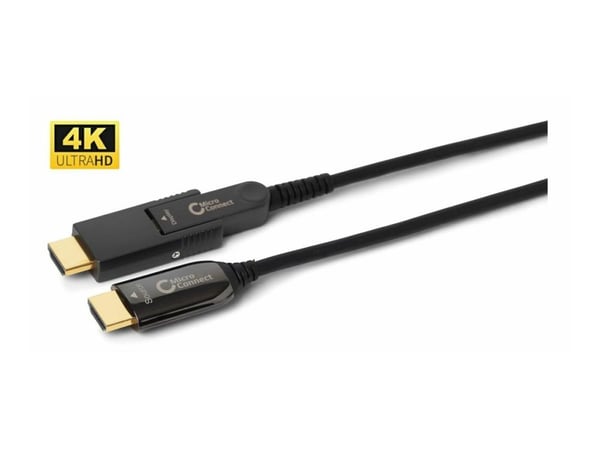 MicroConnect Premium - HDMI-kabel med Ethernet - HDMI hann til 19 pin micro HDMI Type D hann - 20 m - hybridkobber / fiberoptikk - svart - 1080p-st...