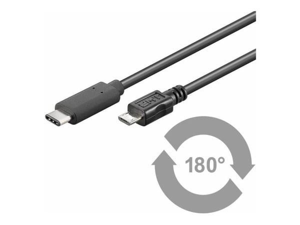 MicroConnect - USB-kabel - 24 pin USB-C (hann) til Micro-USB type B (hann) - 1 m - svart