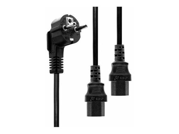 MicroConnect - Strömfördelare - ström CEE 7/7 (han) till ström IEC 60320 C13 - 3 m - sort