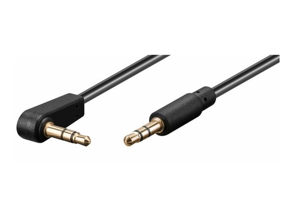 MicroConnect - Lydkabel - mini-phone stereo 3.5 mm hann vinklet til mini-phone stereo 3.5 mm hann rett - 50 cm - svart