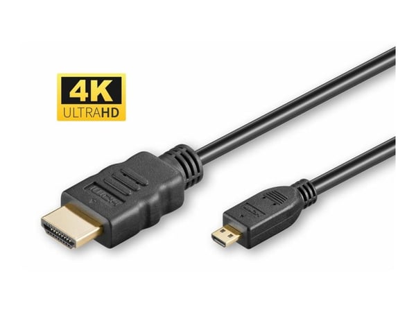 MicroConnect - høyhastighets - HDMI-kabel med Ethernet - micro HDMI hann til HDMI hann - 2,0m - svart - støtter 4K 60 Hz (4096 x 2160) (HDM19192V2.0D)