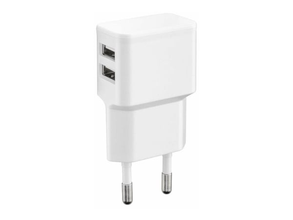 MicroConnect - Strømadapter - 12 watt - 2.4 A - 2 utgangskontakter (2 x USB) - hvit