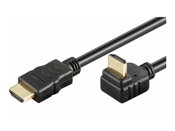 MicroConnect - HDMI-kabel med Ethernet - HDMI hann rett til HDMI hann vinklet - 1 m - svart