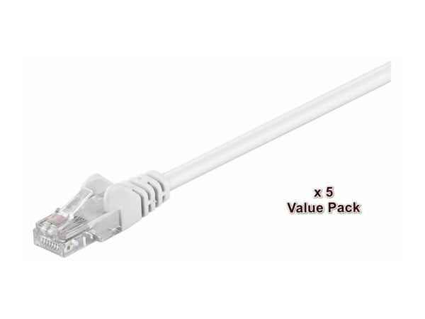 MicroConnect Value Pack - Nettverkskabel - RJ-45 (hann) til RJ-45 (hann) - 15 m - 4.5 mm - UTP - CAT 5e - rund, flertrådet - hvit (en pakke 5)