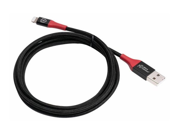 MicroConnect - Lightning-kabel - USB hane till Lightning hane - 1.5 m - dubbelt skärmad - svart, röd - säker laddning, datablockerare
