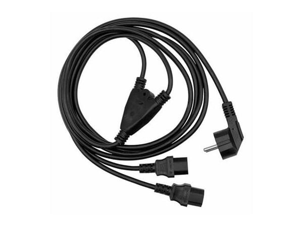 MicroConnect - Strömfördelare - ström CEE 7/7 (han) till ström IEC 60320 C13 - 3 m - sort