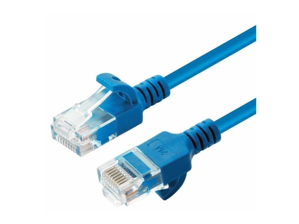MicroConnect - Nätverkskabel - RJ-45 (hane) till RJ-45 (hane) - 1 m - 3.6 mm - UTP - CAT 6a - halogenfri, hakfri, tvinnad - blå