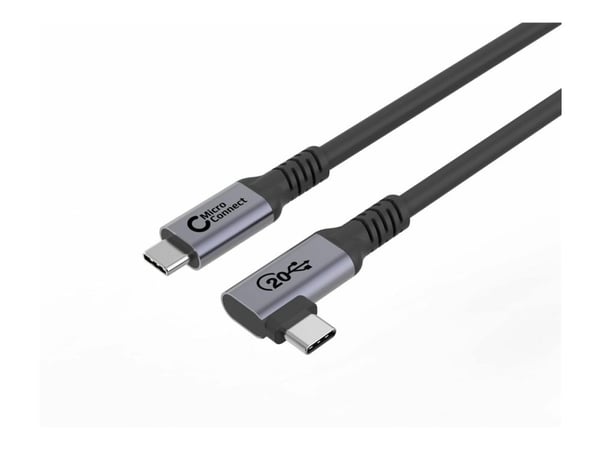 MicroConnect - USB-kabel - 24 pin USB-C (hann) rett til 24 pin USB-C (hann) vinklet - USB 3.2 Gen 2x2 - 20 V - 5 A - 2 m - USB Power Delivery (100 ...