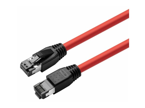 MicroConnect - Koblingskabel - RJ-45 (hann) til RJ-45 (hann) - 10 m - S/FTP - CAT 8.1 - halogenfri, uten hindringer - rød