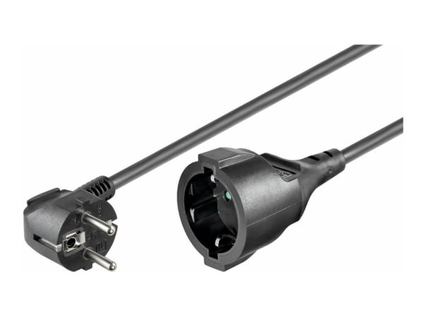 MicroConnect - Jatkojohto sähköverkkoa varten - CEE 7/7 (naaras) - CEE 7/7 (uros) - AC 250 V - 10 m - 90° liitin - musta - musta