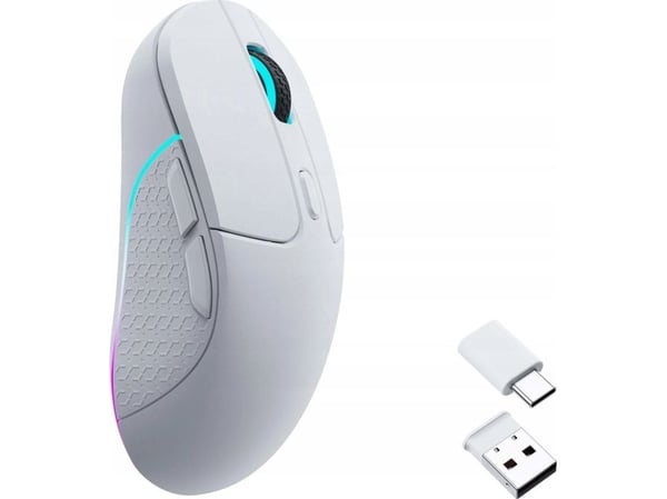 Keychron M3 - Mus - ergonomisk - optisk - 5 knapper - trådløs, kablet - 2.4 GHz, USB-C, Bluetooth 5.1 - hvit