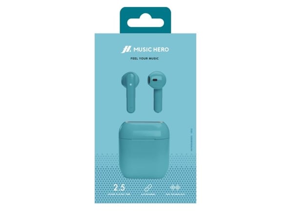 SBS Nubox, True Wireless Stereo (TWS), Samtal/musik, 20 - 20000 hz, Headset, Cyan