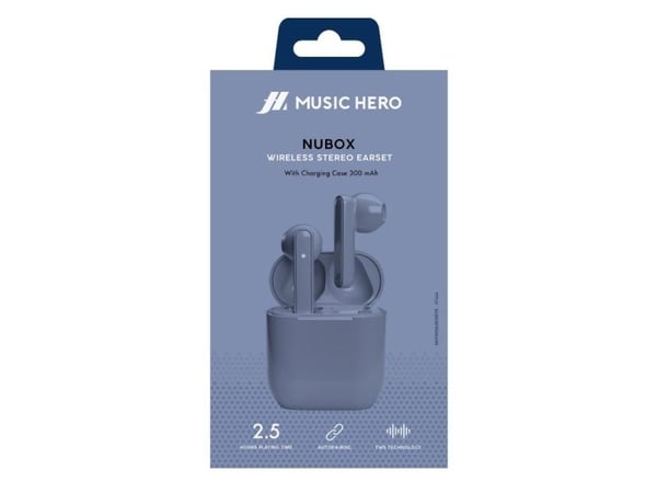 Nubox True Wireless Stereo høretelefoner. Blå