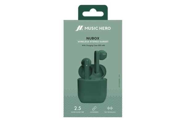 SBS Nubox, True Wireless Stereo (TWS), Samtal/musik, 20 - 20000 hz, Headset, Grön