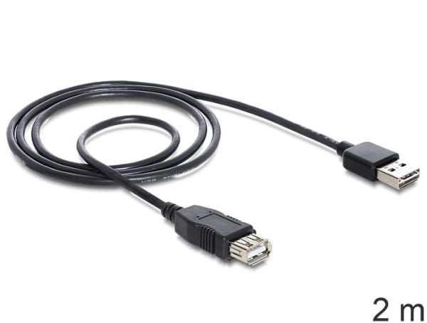 Delock EASY-USB - USB-forlengelseskabel - USB (hunn) til USB (hann) - USB 2.0 - 2 m - svart