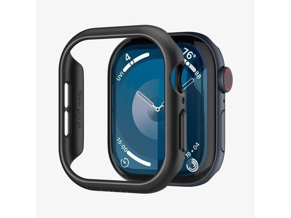 Spigen Thin Fit, Kotelo, Älykello, musta, Apple, Apple Watch 10 (46mm), Polykarbonaatti (PC)
