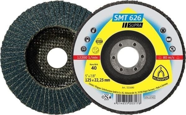 Schleifmopteller gewölbt SMT626, ø 125 mm Korn 60