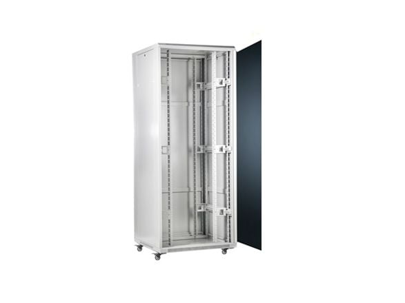 SOMI Networks 42U fristående rackskåp 42U-80/100NACP grå maxlast 800 kg avtagbara och låsbara sidopaneler perforerade metalldörrar oassemblerat dju...