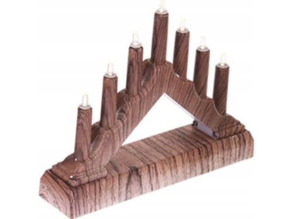 Julepynt adventslysestake 15,5x3,2x13,5cm 7 lysdioder batteridrevet lønn