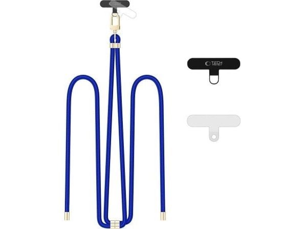 Tech-Protect C7S rope crossbody-reim koboltblå/gull