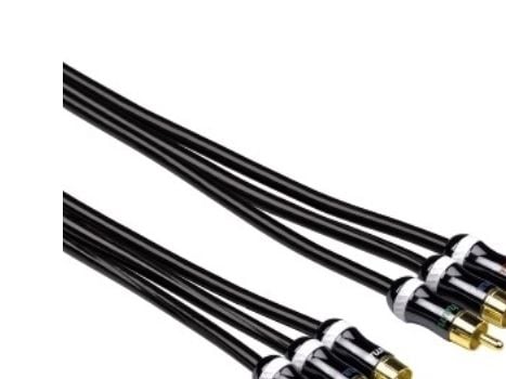 Hama ProClass YUV Cable, 3 RCA - 3 RCA, metal, 3.0 m, 3 m, 3 x RCA, Sort, Hunkjønn/Hunkjønn