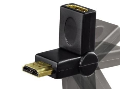 Hama Compact Adapter HDMI Plug - HDMI Socket, swivelling, black, HDMI, HDMI, Musta