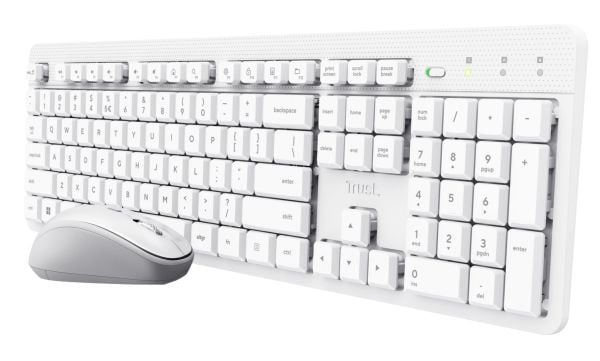 Trust Ody II - Tastatur- og mussett - stille - full size - trådløs - QWERTY - amerikansk engelsk - hvit
