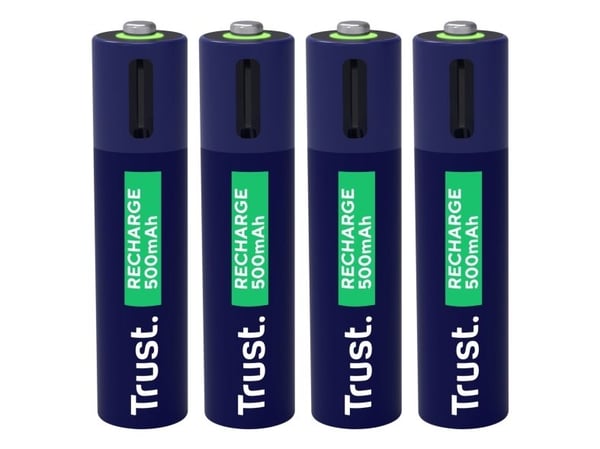 Trust 25671, Oppladbart batteri, AAA, 4 stk, 500 mAh, 1 t, Kortslutning