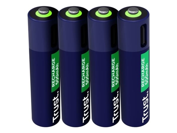 Trust 25671, Oppladbart batteri, AAA, 4 stk, 500 mAh, 1 t, Kortslutning