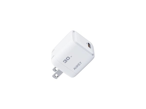 Aukey Comet - Strømadapter - foldable, with GaN technology - 30 watt - 3 A - Power Delivery 3.0 + PPS, QC 4.0+, QC 3.0, Apple 2.4A, FC (24 pin USB-C)