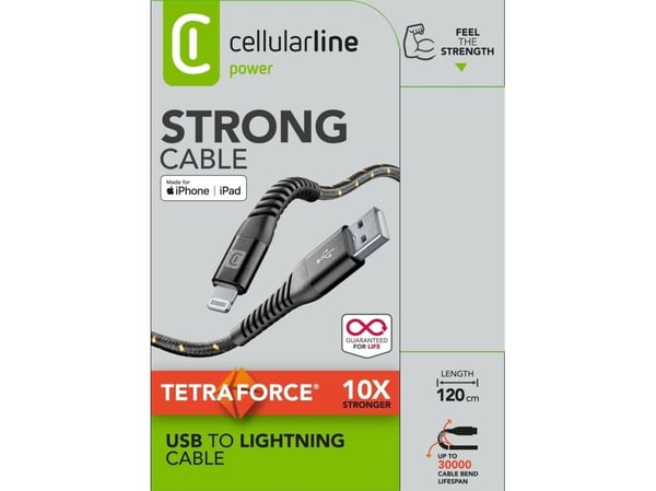 Cellularline 8018080312397, 1,2 m, Lightning, USB A, Svart, 80 g, 3,5 mm