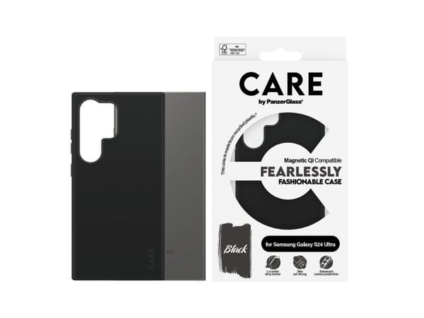 CARE by PanzerGlass - Baksidesskydd för mobiltelefon - polykarbonat, gummihölje, mikrofiber, silikon - svart - för Samsung Galaxy S24 Ultra