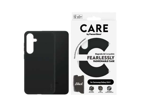 CARE by PanzerGlass - Bakdeksel til mobiltelefon - polykarbonat, gummibelegg, mikrofiber, silikon - svart - for Samsung Galaxy S24+