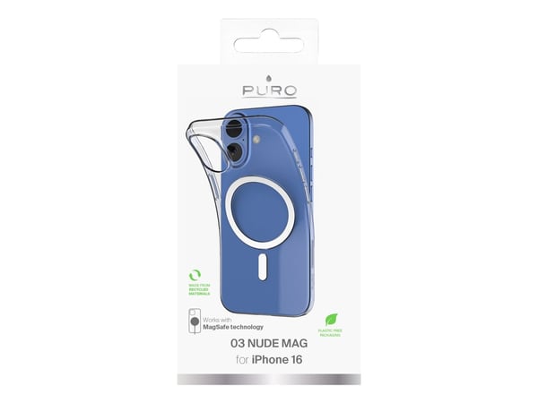 PURO 03 Nude Mag, Etui, Apple, iPhone 16, 15,5 cm (6.1"), Gjennomsiktig
