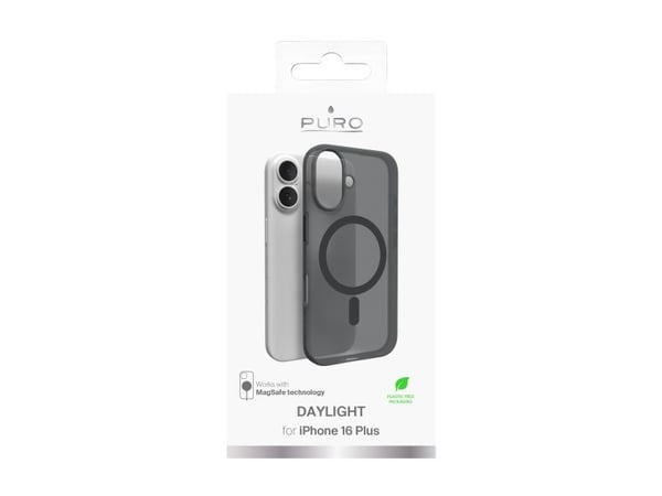 PURO Daylight, Suojus, Apple, iPhone 16, 15,5 cm (6.1"), musta, Läpikuultava