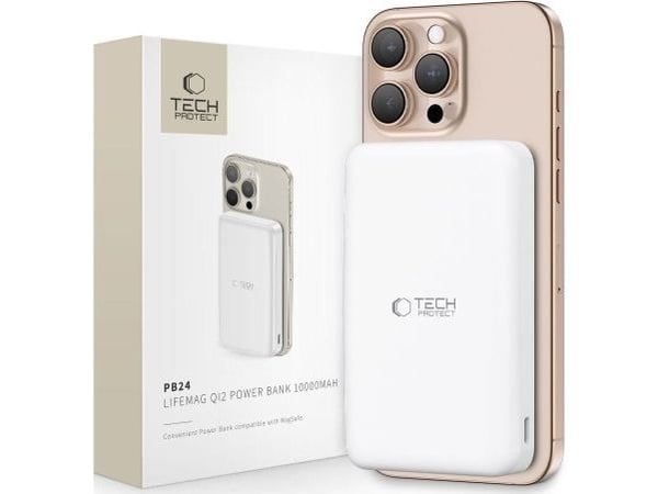 Powerbank Tech-Protect TECH-PROTECT PB24 LIFEMAG QI2 MAGSAFE 10000 mAh hvit