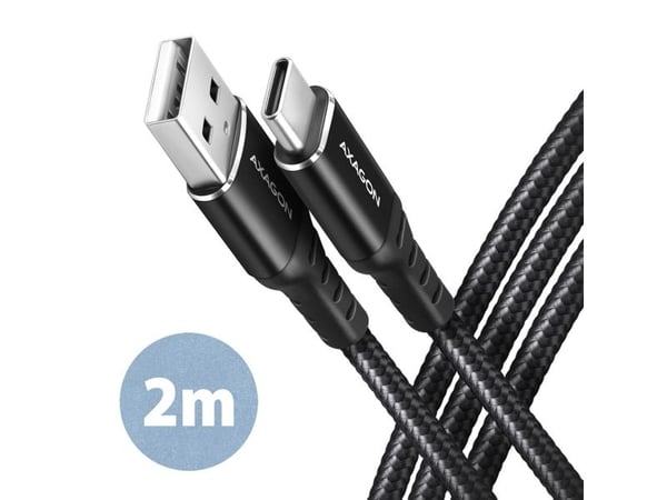 AXAGON BUCM-AM20AB - USB-kabel - 24 pin USB-C (hann) til USB (hann) - USB 2.0 - 20 V - 3 A - 2 m - USB Power Delivery (60W) - svart