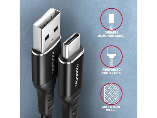 AXAGON BUCM-AM15AB - USB-kabel - USB-C (hann) til USB (hann) - USB 2.0 - 20 V - 3 A - USB Power Delivery (60W) - svart