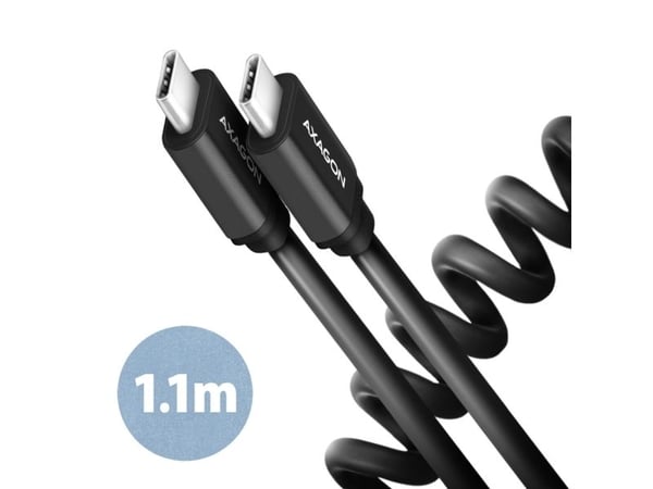AXAGON BUCM-CM20TB - USB-kabel - USB-C (hann) til USB-C (hann) - USB 2.0 - 20 V - 3 A - vridd, USB Power Delivery (60W) - svart