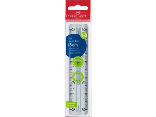 Faber-Castell 172015, Vanlig linjal, Plast, Grå, Gjennomsiktig, cm, MM Fiber, 150 mm, Hengepose