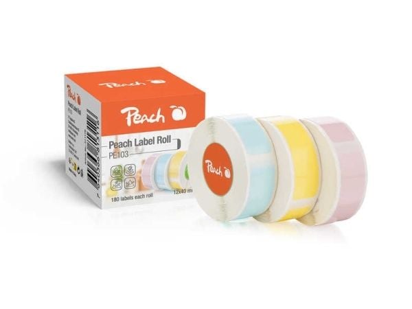 Peach PE103, Hvit, Direkte Termisk, Bisfenol A (BPA), 1,4 cm, 4 cm, 180 stykker